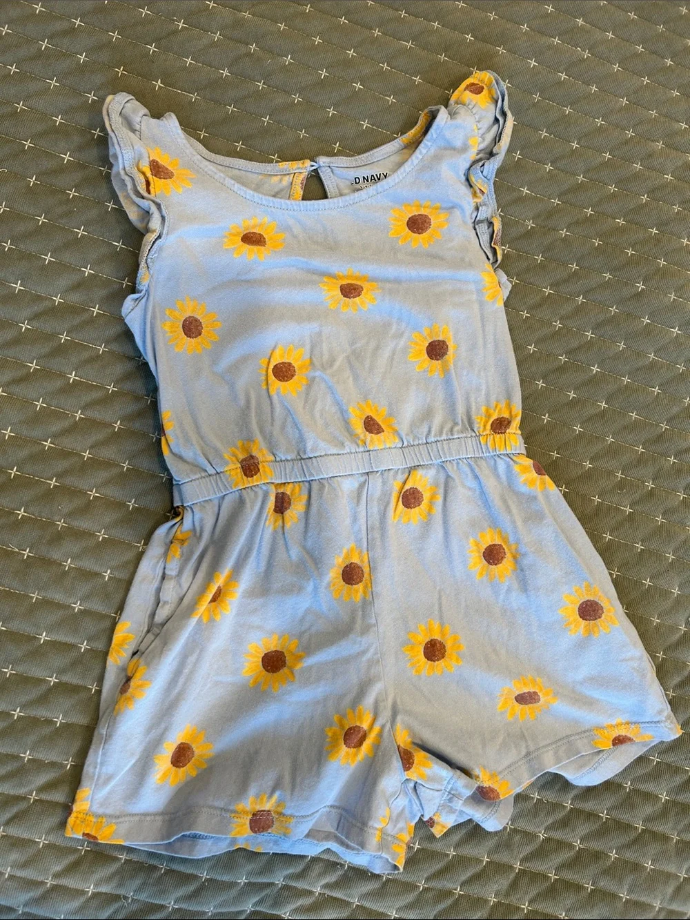 Old Navy Light Blue Sunflower Print Romper